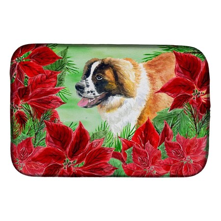 Carolines Treasures Saint Bernard Poinsettas Dish Drying Mat CK1327DDM